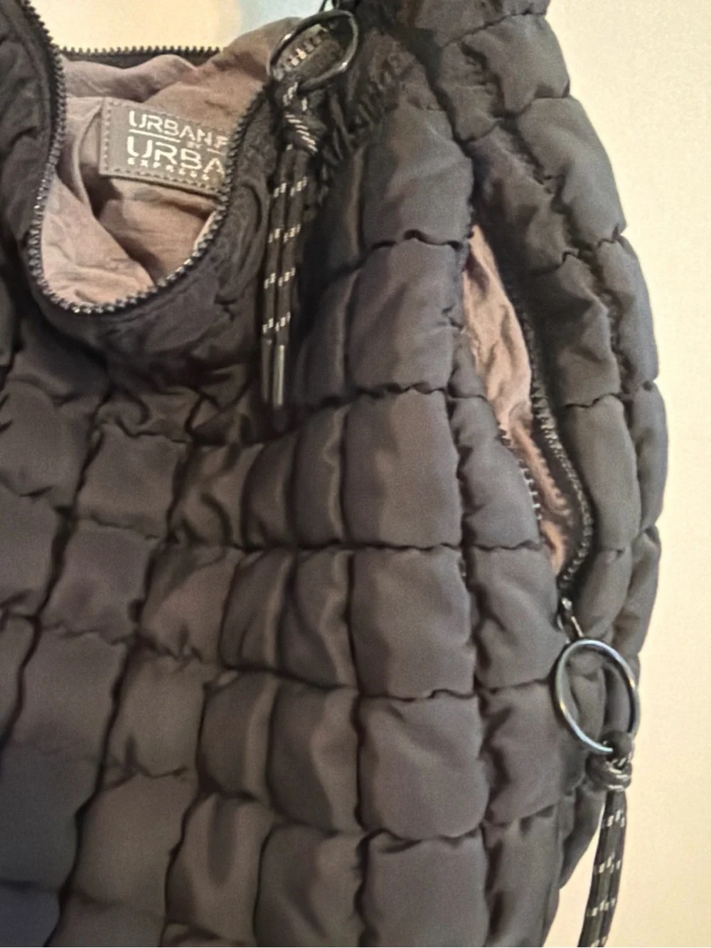Urban Expressions Quilted Black Hobo Shoulder Bag